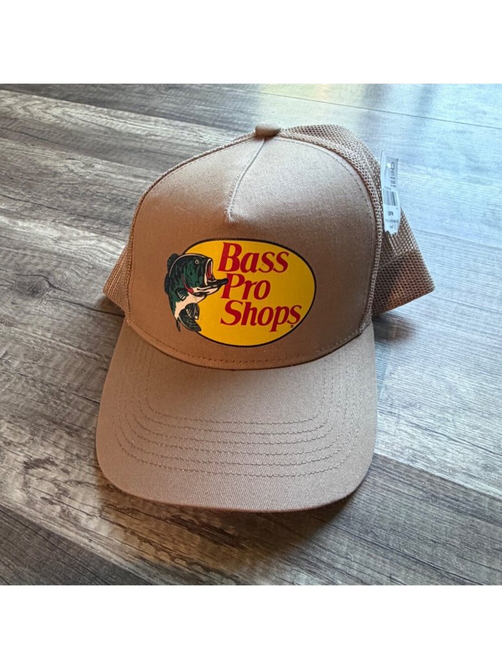 BOGO!! Bass Pro Shops Khaki Mesh Snapback Trucker Cap OSFM With Fish Logo